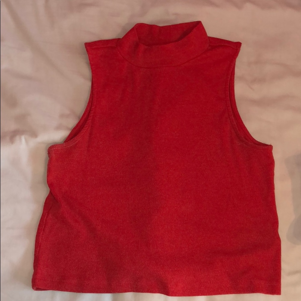 Red Turtleneck Crop Top